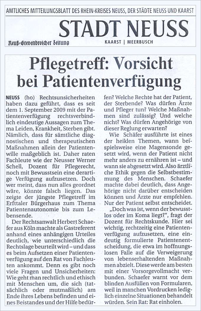 Vorsicht bei Patientenverfügung
