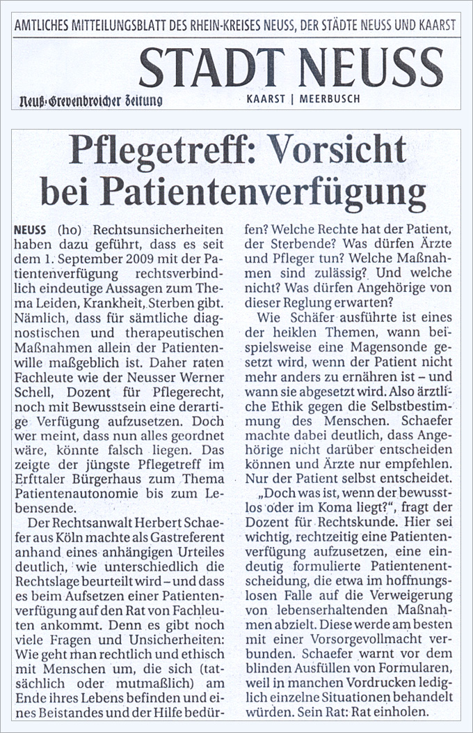 Vorsicht bei Patientenverfügung